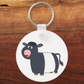 Cute Happy Cartoon Belted Galloway Koe Sleutelhang Sleutelhanger (Voorkant)