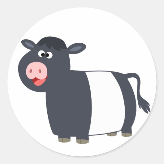 Cute Happy Cartoon Belted Galloway Koe Sticker (Voorkant)