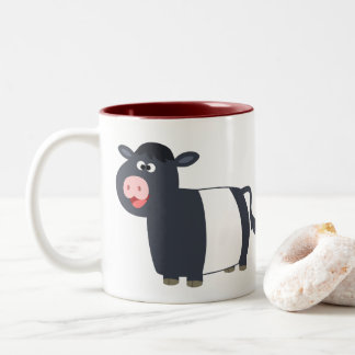 Cute Happy Cartoon Belted Galloway Koe Tweekleurige Koffiemok