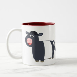 Cute Happy Cartoon Belted Galloway Koe Tweekleurige Koffiemok