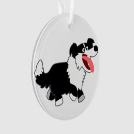 Cute Happy Cartoon Border Collie Acryllic Ornament