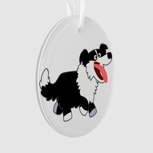 Cute Happy Cartoon Border Collie Acryllic Ornament (voorkant)