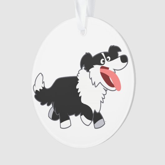 Cute Happy Cartoon Border Collie Acryllic Ornament (voorkant)