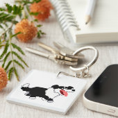 Cute Happy Cartoon Border Collie Acryllic Sleutelh Sleutelhanger (Voorkant Rechts)