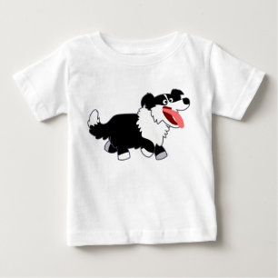 Cute Happy Cartoon Border Collie Baby T-Shirt