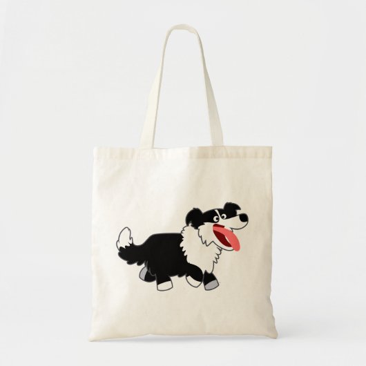 Cute Happy Cartoon Border Collie Bag Tote Bag (Voorkant)