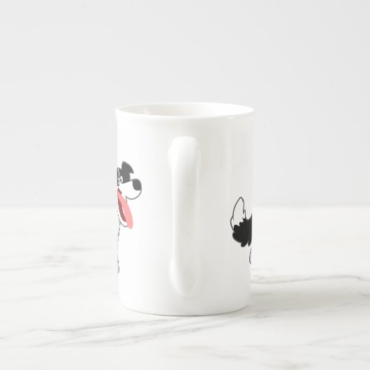 Cute Happy Cartoon Border Collie Bone China Mok (Achterkant)