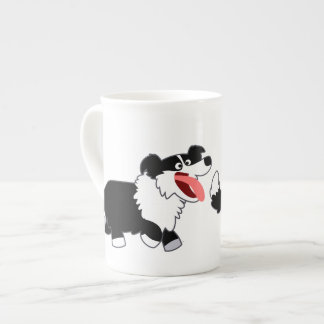 Cute Happy Cartoon Border Collie Bone China Mok