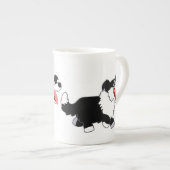 Cute Happy Cartoon Border Collie Bone China Mok (Voorkant rechts)