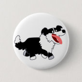 Cute Happy Cartoon Border Collie Button Badge (Voorkant)