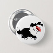 Cute Happy Cartoon Border Collie Button Badge (Voorkant /achterkant)