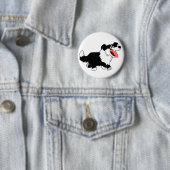 Cute Happy Cartoon Border Collie Button Badge (In situ)