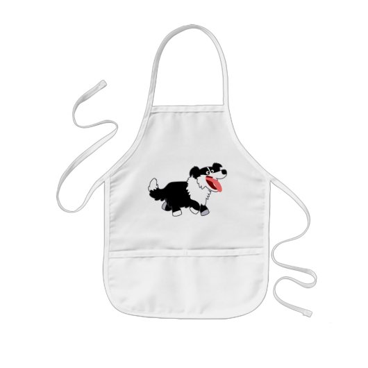 Cute Happy Cartoon Border Collie Kinder Schort (Voorkant)