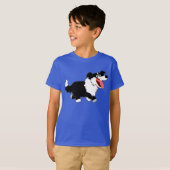 Cute Happy Cartoon Border Collie Kinder T-Shirt (Voorkant volledig)