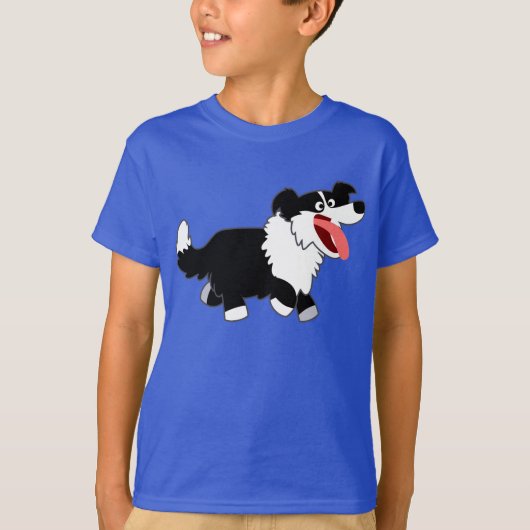 Cute Happy Cartoon Border Collie Kinder T-Shirt (Voorkant)