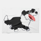 Cute Happy Cartoon Border Collie Kitchen Towel Theedoek (Horizontaal)