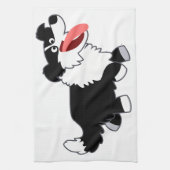 Cute Happy Cartoon Border Collie Kitchen Towel Theedoek (Verticaal)