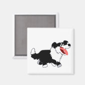 Cute Happy Cartoon Border Collie Magnet (Voorkant / Achterkant)