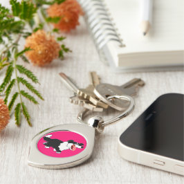 Cute Happy Cartoon Border Collie Metal Sleutelhang Sleutelhanger