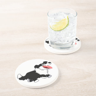Cute Happy Cartoon Border Collie Onderzetter