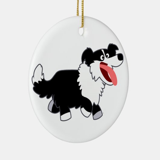Cute Happy Cartoon Border Collie Ornament (Rechts)