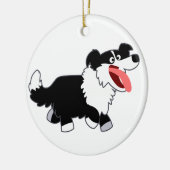 Cute Happy Cartoon Border Collie Ornament (Links)