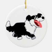 Cute Happy Cartoon Border Collie Ornament (Achterkant)