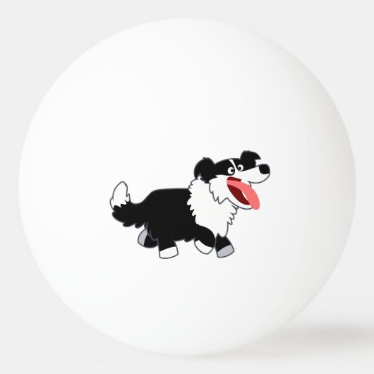 Cute Happy Cartoon Border Collie Ping Pong Ball (Achterkant)