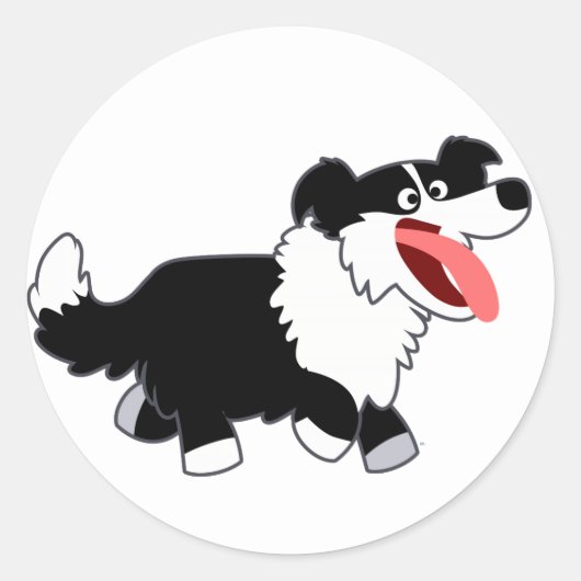 Cute Happy Cartoon Border Collie Sticker (Voorkant)