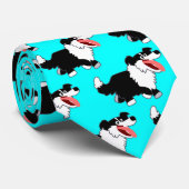 Cute Happy Cartoon Border Collie Stropdas (Opgerold)