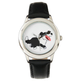 Cute Happy Cartoon Border Collie Watch Horloge