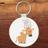 Cute Happy Cartoon Brahman Koe Sleutelhanger (Voorkant)