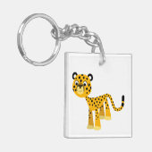 Cute Happy Cartoon Cheetah AcrylSleutelhanger Sleutelhanger (Voorkant Links)