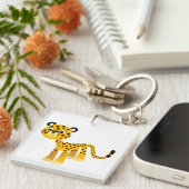 Cute Happy Cartoon Cheetah AcrylSleutelhanger Sleutelhanger (Voorkant Rechts)