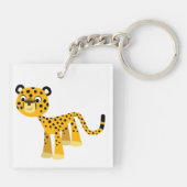Cute Happy Cartoon Cheetah AcrylSleutelhanger Sleutelhanger (Achterkant)