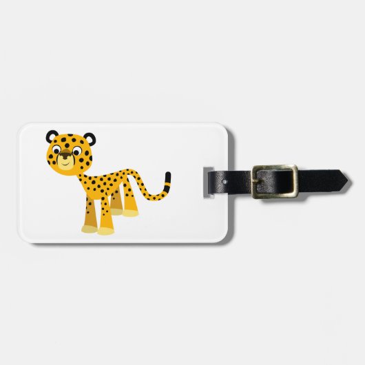 Cute Happy Cartoon Cheetah Bagagelabel (Voorkant horizontaal)