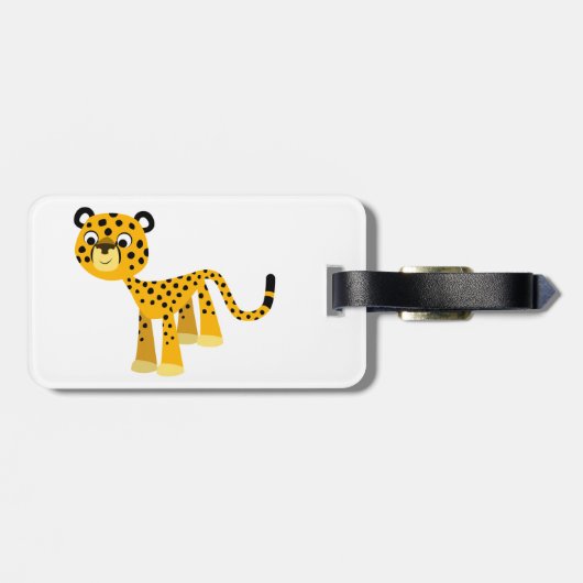 Cute Happy Cartoon Cheetah Bagagelabel (Achterkant horizontaal)