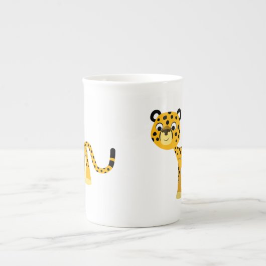 Cute Happy Cartoon Cheetah Bone China Mok (Voorkant)