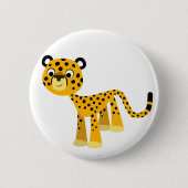 Cute Happy Cartoon Cheetah Button Badge (Voorkant)