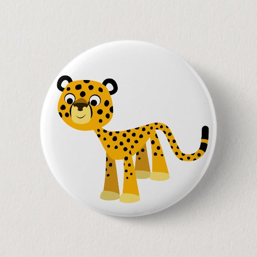 Cute Happy Cartoon Cheetah Button Badge (Voorkant)