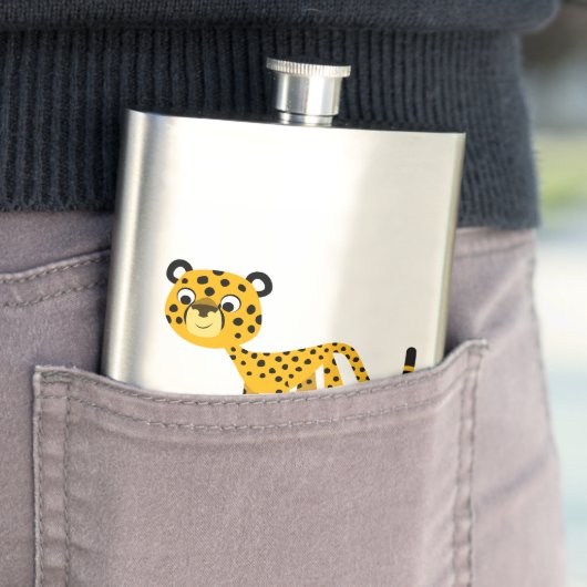Cute Happy Cartoon Cheetah Classic Flask Flacon (Voorbeeld)