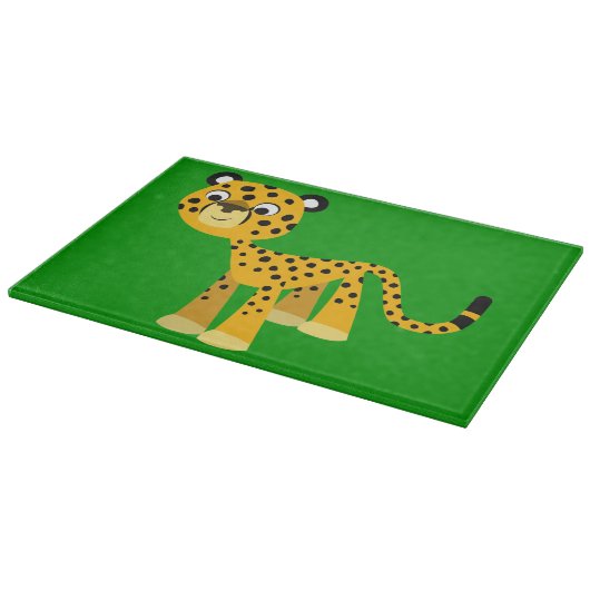 Cute Happy Cartoon Cheetah Cutting Board Snijplank (Hoek)