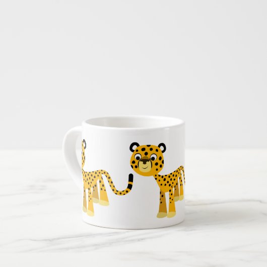 Cute Happy Cartoon Cheetah Espresso Mok (Links)
