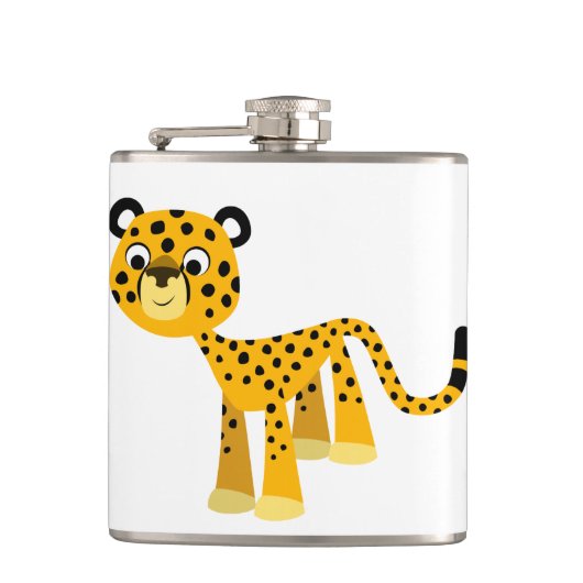 Cute Happy Cartoon Cheetah Hip Flask Heupfles (Voorkant)