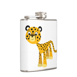 Cute Happy Cartoon Cheetah Hip Flask Heupfles