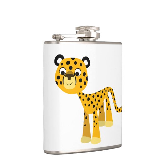 Cute Happy Cartoon Cheetah Hip Flask Heupfles (Rechts)