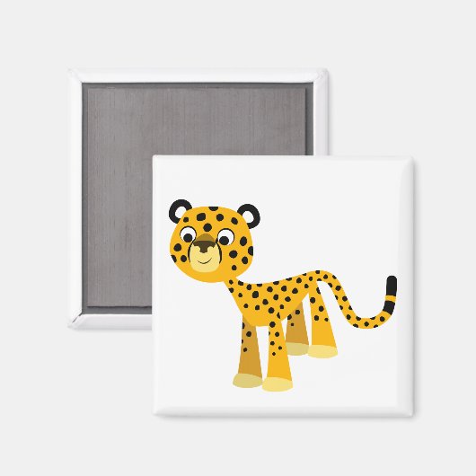 Cute Happy Cartoon Cheetah Magnet (Voorkant / Achterkant)