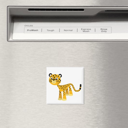 Cute Happy Cartoon Cheetah Magnet (Insitu (Vaatwasser))
