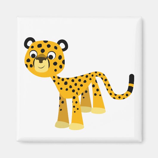 Cute Happy Cartoon Cheetah Magnet (Voorkant)