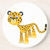 Cute Happy Cartoon Cheetah Onderzetter (Voorkant)